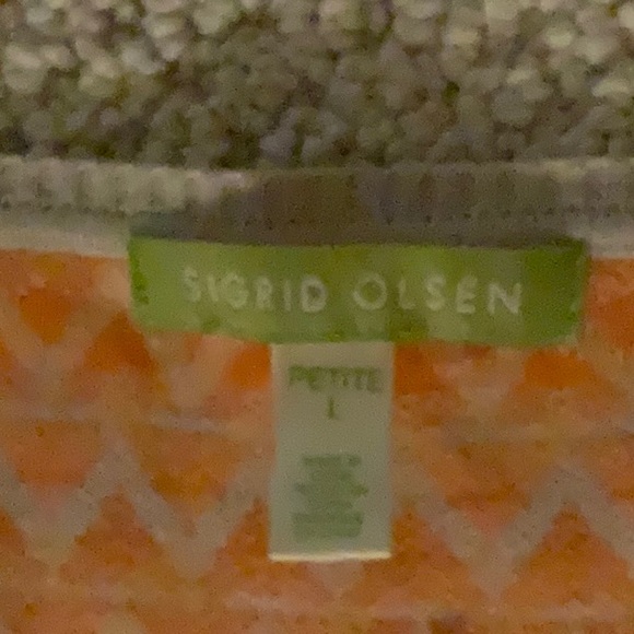 Sigrid Olsen Silk Rayon Zig Zag Pattern Pullover V Neck Top Petite Large Modern - Picture 8 of 13